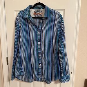Robert Graham Men's Blue Striped Shirt